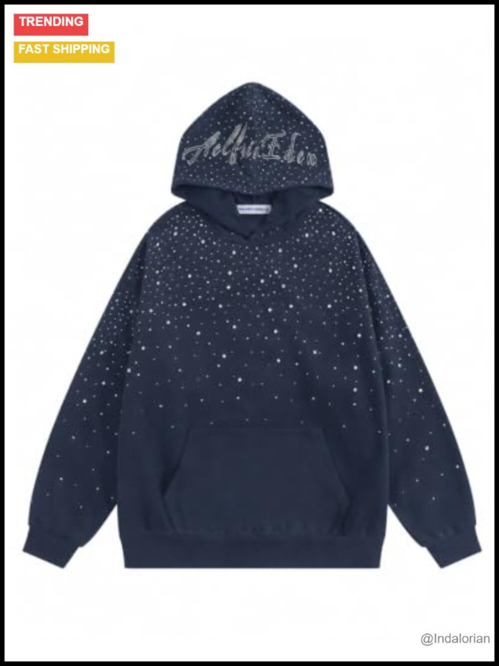 Rhinestone Bedazzled Unisex Hoodie Oversized Streetwear Pullover